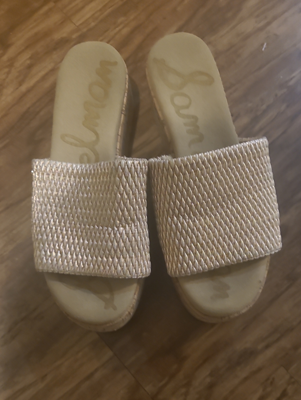 Sam Edelman Women Size  Platform Wedge Slide Sandal Raffia
